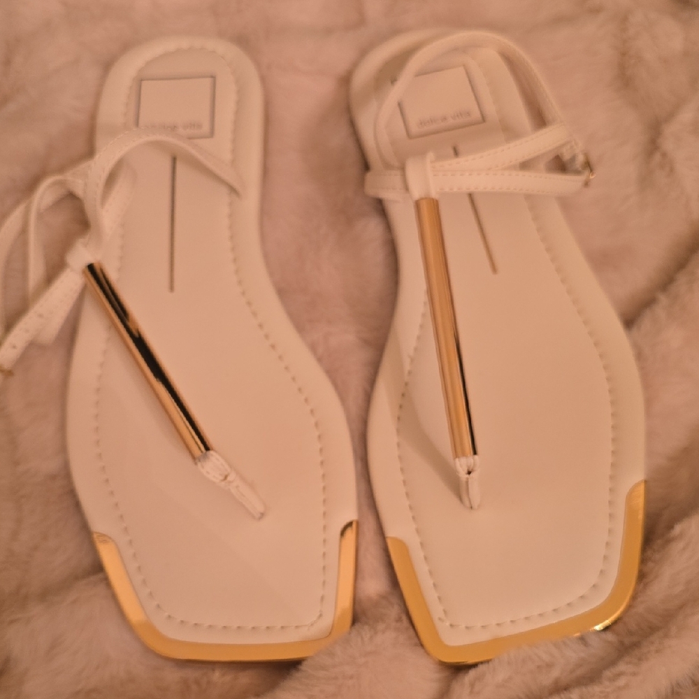 Dolce Vita White and Gold Sandals